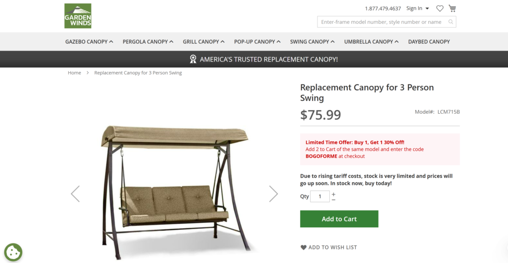 replacement canopy for rus422w wm