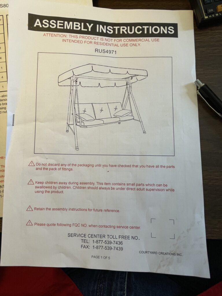 rus4971 swing assembly instructions1