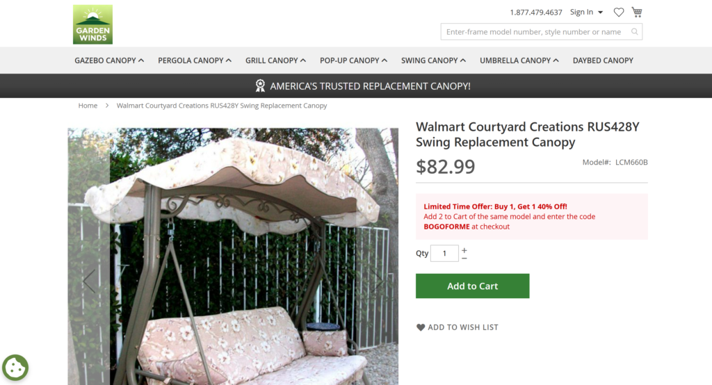 rus428y swing replacement canopy