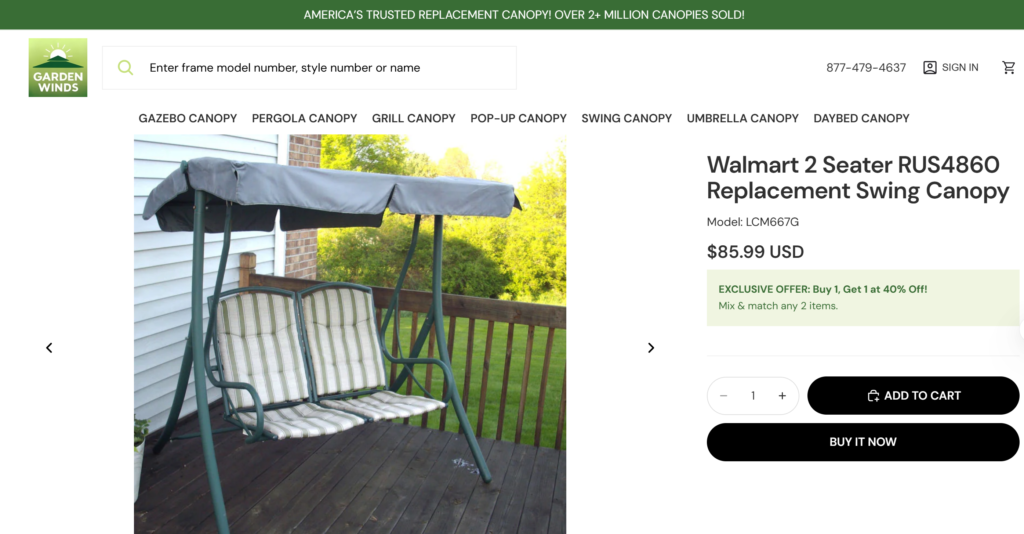 rus4860 replacement swing canopy